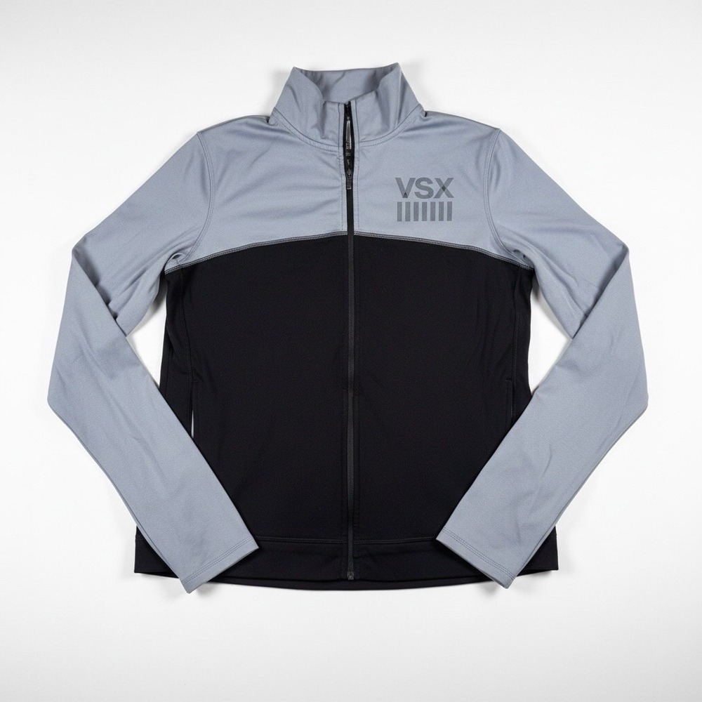 Victoria's Secret VSX Sport Jacket Womens Medium Black Gray Track Zip Thumbholes